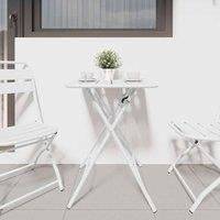 Berkfield Home White Foldable Garden Table White 55x55x73 cm Steel | Size: 55 x 55 x 73 cm