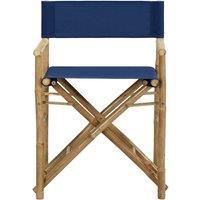 Berkfield Home Sturdy Folding Director's Chairs 2 pcs Blue Bamboo & Fabric