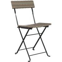 Berkfield Home Beautiful Folding Bistro Chairs 2 pcs Grey Poly Rattan & Steel