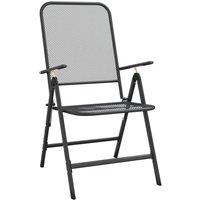 Berkfield Home Modern Folding Garden Chairs 2 pcs Expanded Metal Mesh Anthracite in Black