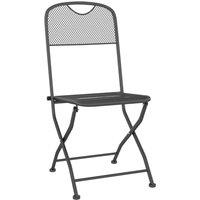 Berkfield Home Modern Folding Garden Chairs 2 pcs Expanded Metal Mesh Anthracite in Dark Grey
