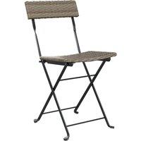 Berkfield Home Beautiful Folding Bistro Chairs 4 pcs Grey Poly Rattan & Steel