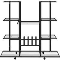 Berkfield Home Durable Flower Stand with Wheels 94.5x24.5x91.5 cm Black Iron
