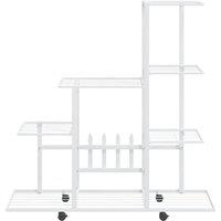 Berkfield Home Decorative Flower Stand with Wheel 94.5x25x92.5 cm White Metal