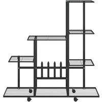 Berkfield Home Decorative Flower Stand with Wheel 94.5x25x92.5 cm Black Metal