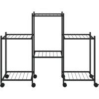 Berkfield Home Durable Flower Stand with Wheels 83x25x63.5 cm Black Iron