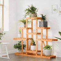 Berkfield Home Elegant Flower Stand 110x25x96 cm Solid Wood Fir in Brown | Size: 110 x 25 x 96 cm