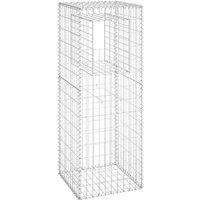 Berkfield Home Durable Gabion Basket Posts 2 pcs 50x50x140 cm Iron in Silver | Size: 50 x 50 x 140 cm