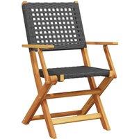 Berkfield Home Beautiful Folding Garden Chairs 8 pcs Black Poly Rattan & Solid Wood