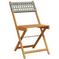 Berkfield Home Beautiful Folding Garden Chairs 4 pcs Grey Poly Rattan & Solid Wood
