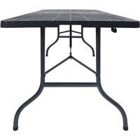 Berkfield Home Durable Folding Garden Table Black 180x75x72 cm HDPE Imitation Rattan | Size: 180 x 75 x 72 cm