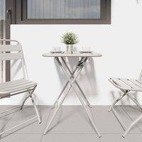 Berkfield Home Modern Folding Garden Table Beige 55x55x73 cm Steel | Size: 55 x 55 x 73 cm