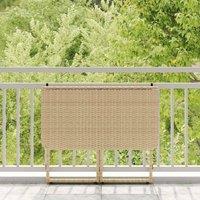 Berkfield Home Beautiful Folding Garden Table Beige 90x51x75 cm Poly Rattan | Size: 90 x 51 x 75 cm