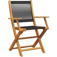 Berkfield Home Beautiful Folding Garden Chairs 4 pcs Black Solid Wood Acacia