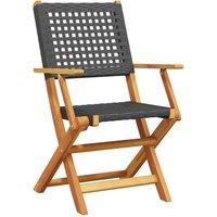 Berkfield Home Beautiful Folding Garden Chairs 6 pcs Black Poly Rattan & Solid Wood