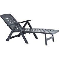 Berkfield Home Comfortable Folding Sun Lounger Plastic Anthracite in Dark Grey