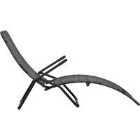 Berkfield Home Comfortable Folding Sun Lounger Poly Rattan Grey