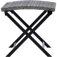 Berkfield Home Durable Folding Stool Poly Rattan Grey