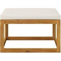 Berkfield Home Beautiful Footrest with Cream White Cushion Solid Wood Acacia in Beige