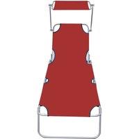 Berkfield Home Comfortable Folding Sun Lounger with Canopy Red Aluminium