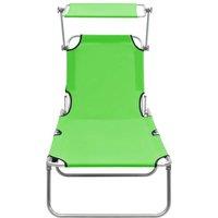 Berkfield Home Cosy Folding Sun Lounger with Canopy Green Aluminium