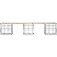 Berkfield Home Beautiful Garden Bench Gabion Design 203x44x42 cm Solid Wood Pine in Light Tan | Size: 203 x 44 x 42 cm