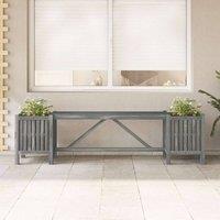 Berkfield Home Practical Garden Bench with 2 Planters 150cm Solid Acacia Wood Grey