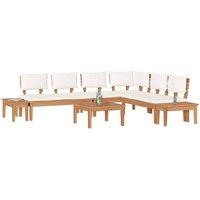 Berkfield Home Dense Garden Bench Set 4 pcs Brown & Cream 2-seater Medium