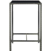 Berkfield Home Sturdy Garden Bar Table Grey 70x70x110 cm Poly Rattan & Glass | Size: 70 x 70 x 110 cm