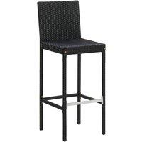 Berkfield Home Modern Garden Bar Stools with Cushions 4 pcs Black Poly Rattan