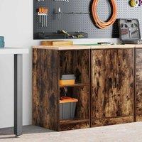 Berkfield Home Durable Garage Storage Cabinet Smoked Oak 40x51x85 cm Solid Wood Pine in Brown | Size: 40 x 51 x 85 cm