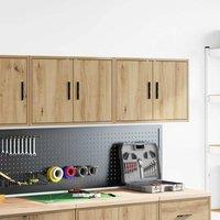 Berkfield Home Durable Garage Wall Cabinets 2 pcs Artisan Oak Engineered Wood in Brown