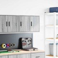Berkfield Home Durable Garage Wall Cabinets 2 pcs Grey Sonoma Engineered Wood