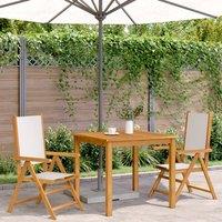 Berkfield Home Beautiful Garden Chairs 2 pcs Cream White Solid Wood Acacia & Fabric
