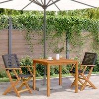Berkfield Home Beautiful Garden Chairs 2 pcs Black Solid Wood Acacia & Poly Rattan