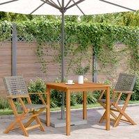 Berkfield Home Beautiful Garden Chairs 2 pcs Grey Solid Wood Acacia & Poly Rattan
