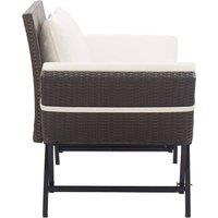 Berkfield Home Beautiful Garden Bench with Cushions Brown 176 cm Poly Rattan
