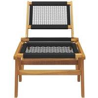 Berkfield Home Beautiful Garden Chair with Footrest Solid Wood Teak & Polyester in Brown