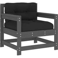 Berkfield Home Beautiful Garden Chairs with Cushions 2 pcs Grey Solid Wood Pine