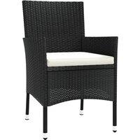 Berkfield Home Beautiful Garden Chairs with Cushions 4 pcs Black Poly Rattan