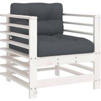 Berkfield Home Beautiful Garden Chairs with Cushions 2 pcs White Solid Wood Pine