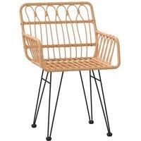 Berkfield Home Comfortable Garden Chairs 2 pcs with Armrest 56x64x80 cm PE Rattan in Tan | Size: 56 x 64 x 80 cm