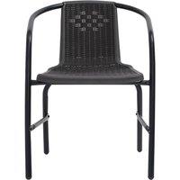 Berkfield Home Sturdy Garden Chairs 6 pcs Plastic Rattan & Steel 110 kg in Black