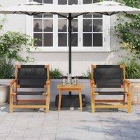 Berkfield Home Modern Garden Chairs 2 pcs Black 67x77x73 cm Solid Wood Acacia in Brown | Size: 67 x 77 x 73 cm