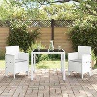 Berkfield Home Modern Garden Chair Set of 2 White, Light Grey Plastic, Fabric Medium in White