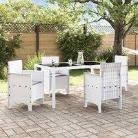 Berkfield Home White Garden Chair Set of 4 White Rattan Standard Durable