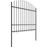 Berkfield Home Durable Garden Fence with Spear Top Steel (1.5-1.75)x11.9 m Black