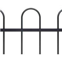 Berkfield Home Elegant Garden Fence with Hoop Top Steel 11.9x1.2 m Black