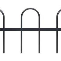 Berkfield Home Elegant Garden Fence with Hoop Top Steel 5.1x1 m Black
