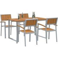 Berkfield Home Modern Garden Dining Set Set of 5 Grey Steel Durable Dining Set